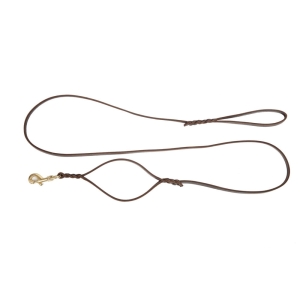 Smycz skórzana z rączką przy karabińczyku