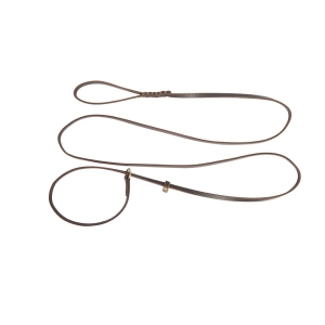 Smycz z zaciąganą obrożą  ze skóry