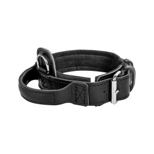 Obroża skórzana z rączką DRAGO, czarna