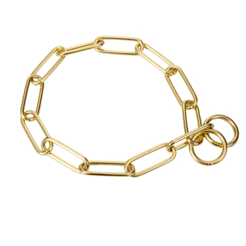 Dławik-zaciągana obroża łańcuchowa, mosiądz, dostępna w pięciu rozmiarach