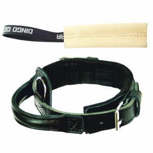 Set - leather collar HEROS + leather bite tug