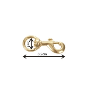 Brass snap hook length - 8.2cm; eyelet - 2.2cm