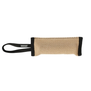 Jute squeaky bite tug with one handle